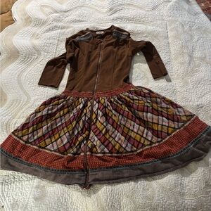 Eliana et Lena Brown Dress with Multicolor Accents